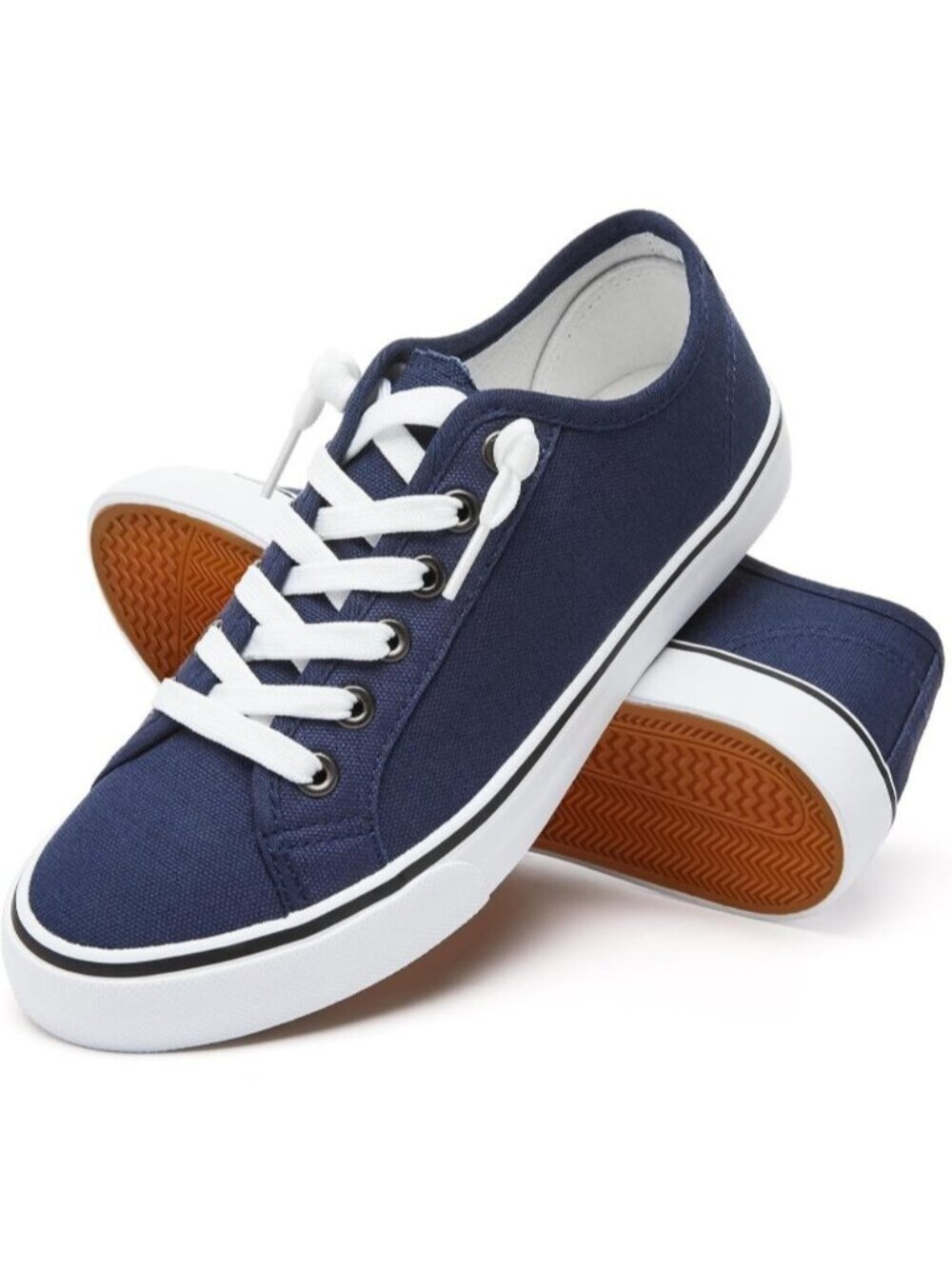 🆕Women's Navy Slip On Non Slip Casual Lace Up Canvas Low Top Fashion Sneakers